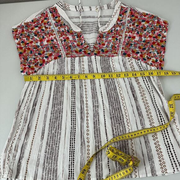 Savanna Jane Top Shirt Womens Medium Embroidered Southwestern boxy Floral Boho - Picture 6 of 10